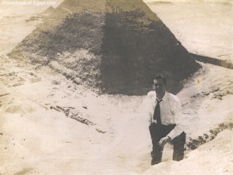 greetings from Jimmy Douglas standing on a Pyramide